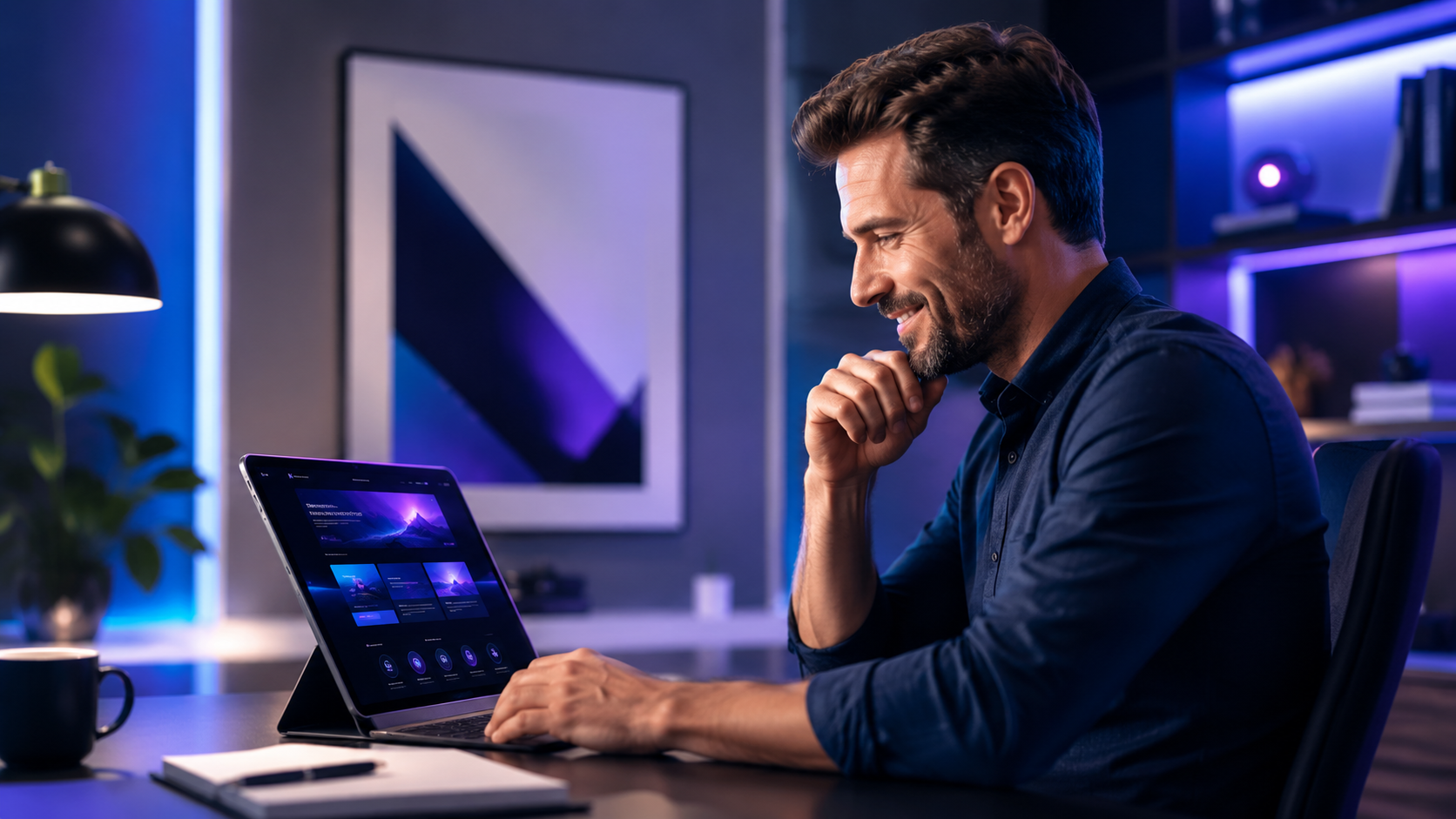 Business owner using a new premium website